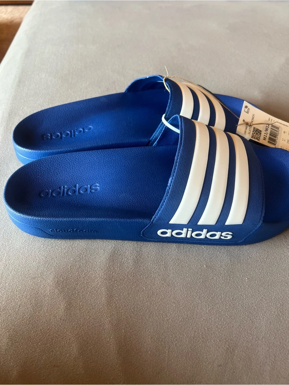 Adidas Blue Cloud Foam Adilette Shower Slides, men 11, women 12. New with tags.